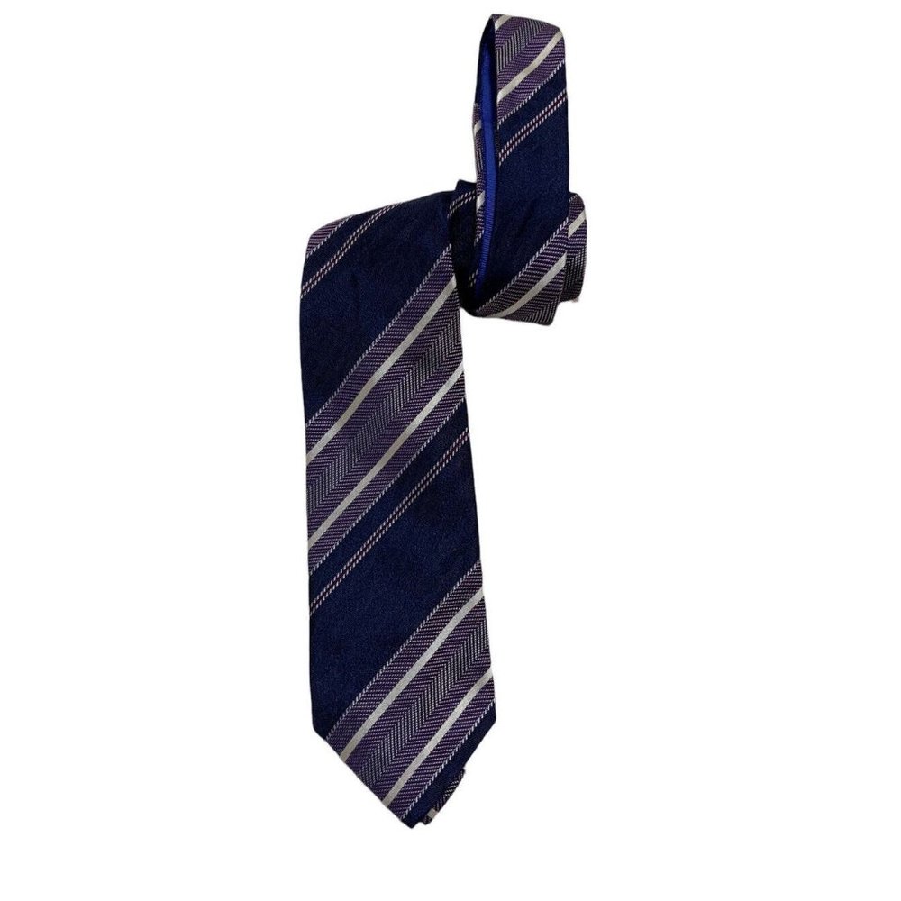 JOHN G.HARDY Purple Striped Silk Tie ITALY 61''/ 3'' EC